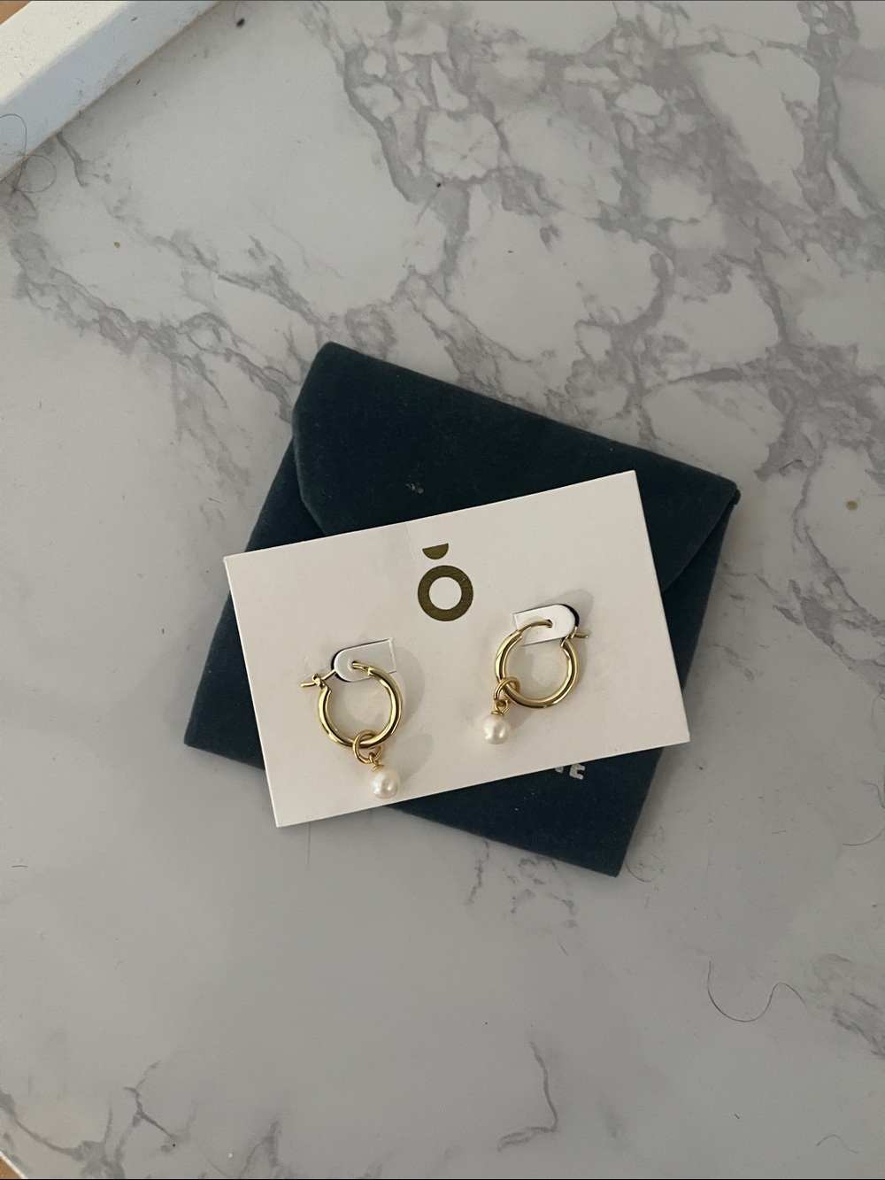 NWT Little Sky Stone Tiny Freshwater Pearl Hoop Earrings Gold